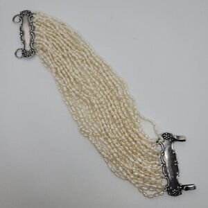 Vintage Sterling & Pearl Bracelet by T. Foree